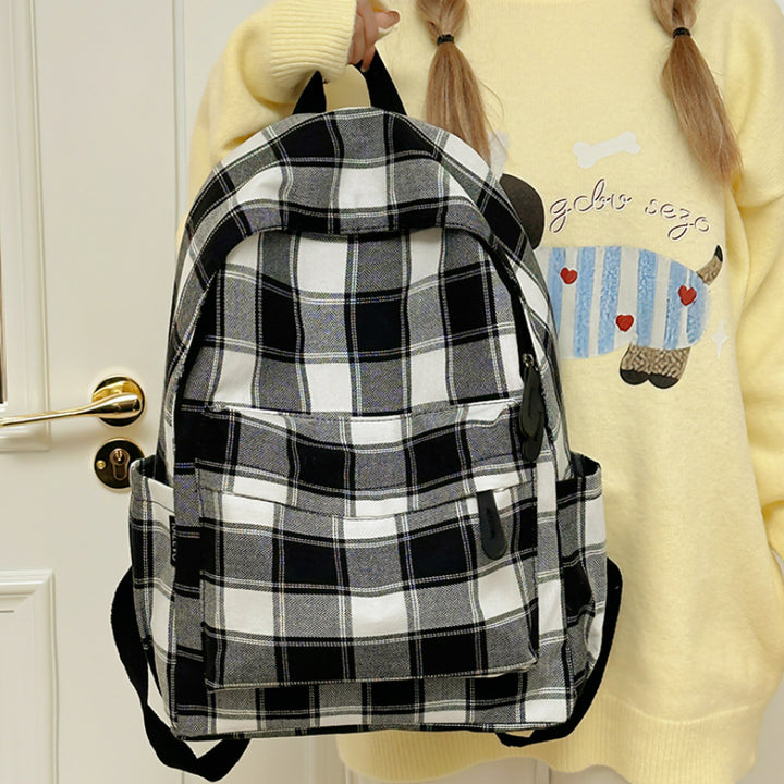 Plaid Patterned Backpack Bowlift