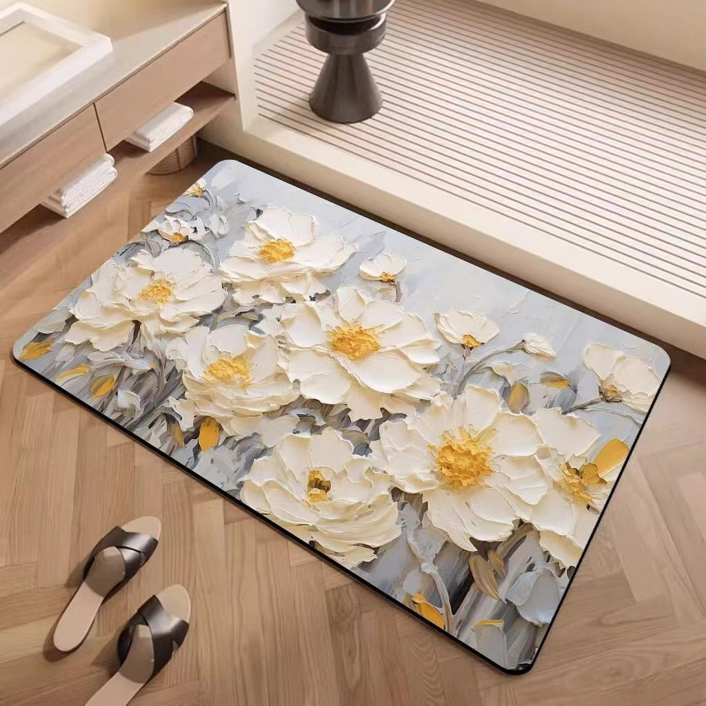 Luxury Textured Floral Bath Mat Bowlift