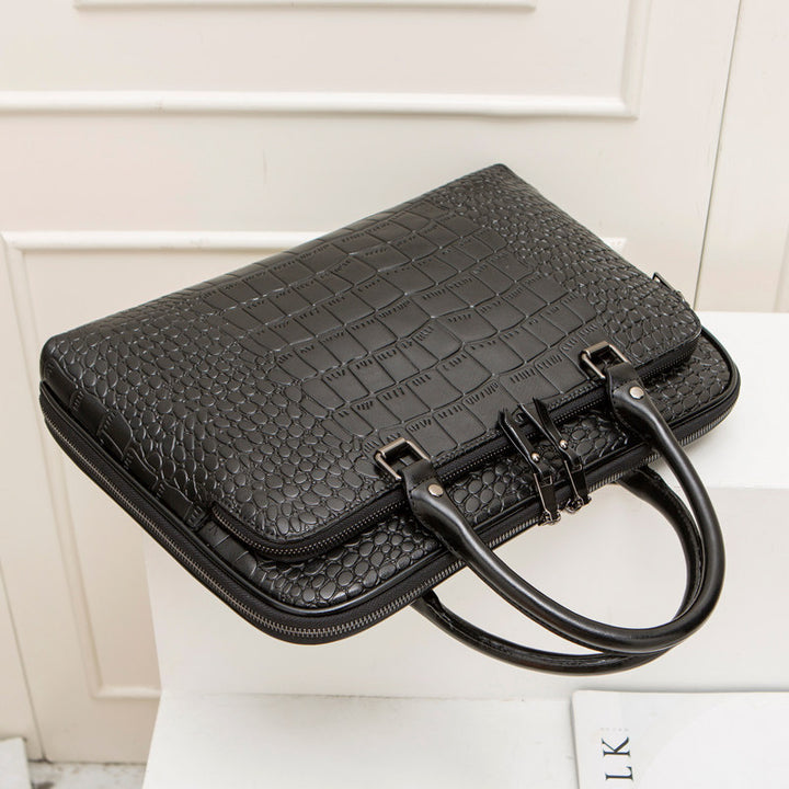 Elegant Laptop Briefcase in Crocodile Look Bowlift