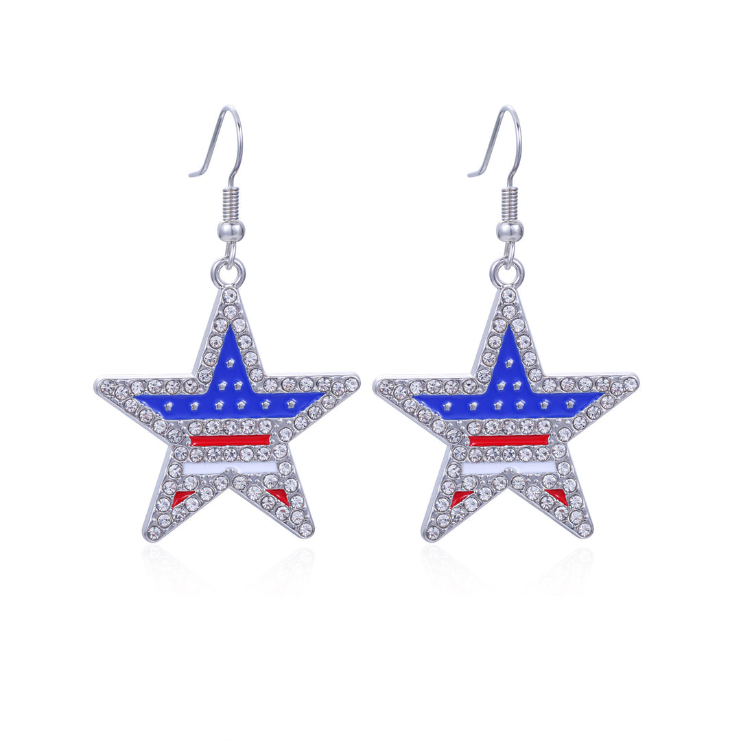 Women's lightweight star earrings with enamel flag design and fishhook Bowlift