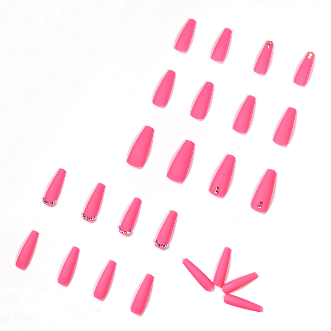 Artificial nail extensions with glitter accents Bowlift