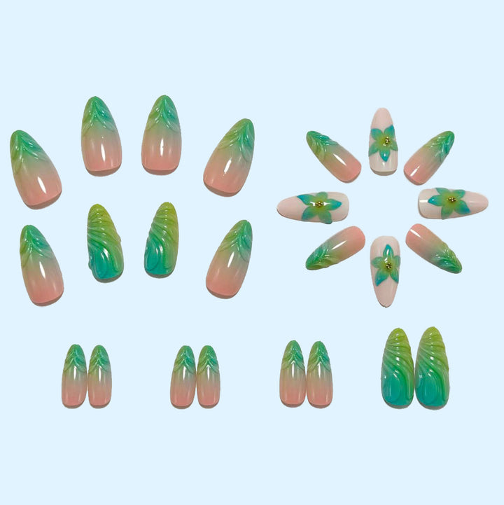 Artificial nails with playful floral design Bowlift