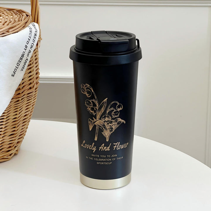 Women Travel Mug with Elegant Flower Illustration Bowlift