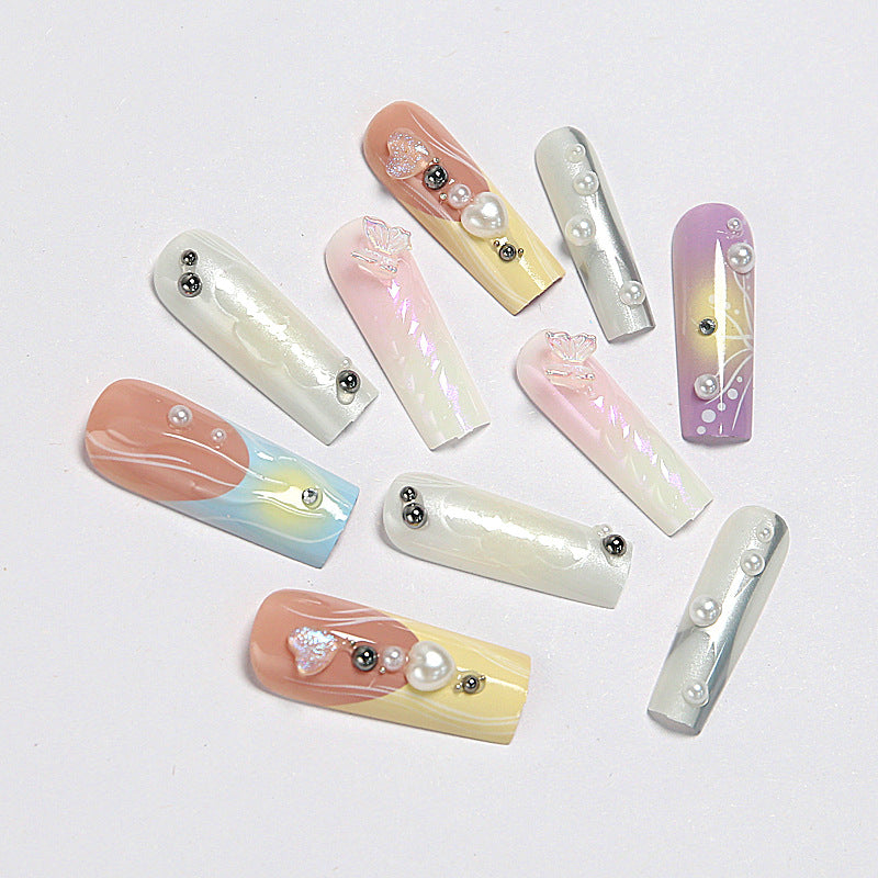 Creative artificial nails with 3D flower embellishments Bowlift