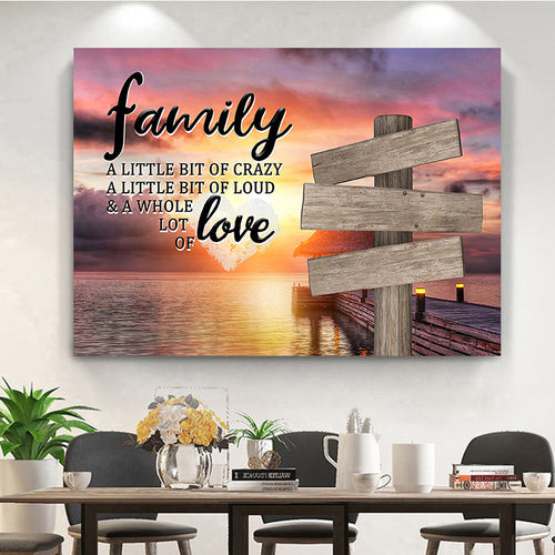 Family Quote Canvas Wall Art With Rustic Signpost Dock Photographic Print