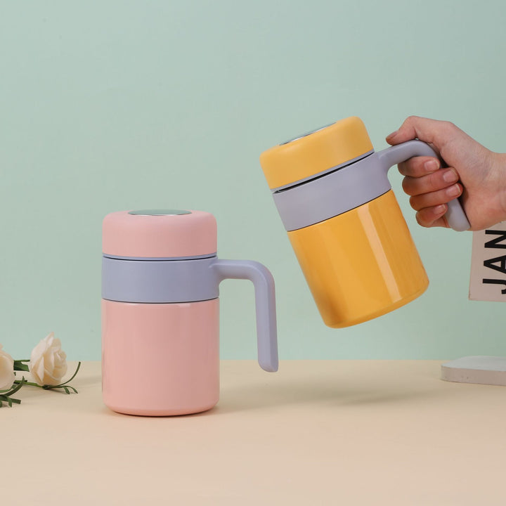 Women's insulated cup with ergonomic handle and spill-proof lid Bowlift