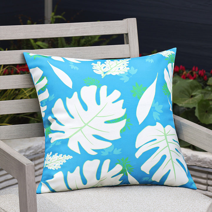 Square garden cushion cover with UV-resistant outdoor polyester, tropical leaf jacquard and concealed zipper Bowlift