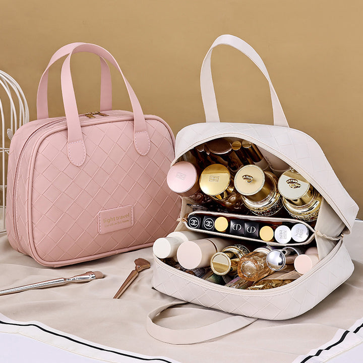 Cosmetic Organizer With Elegant Diamond Pattern And Sturdy Zipper Bowlift