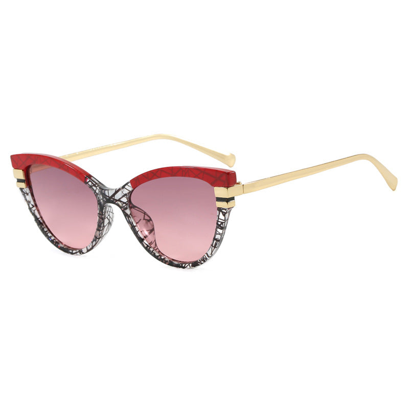 Ladies Cat-Eye Sunglasses with Elegant Metal Accents Bowlift