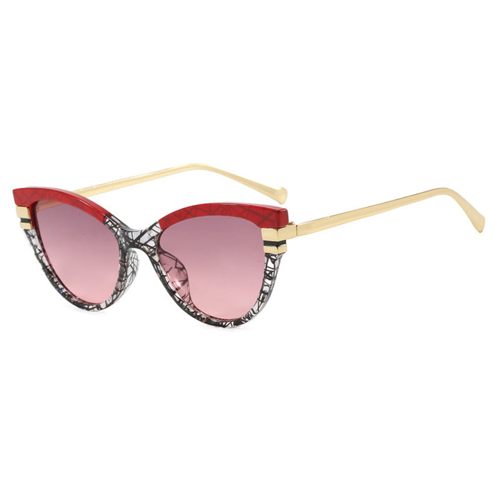Ladies Cat-Eye Sunglasses with Elegant Metal Accents Bowlift