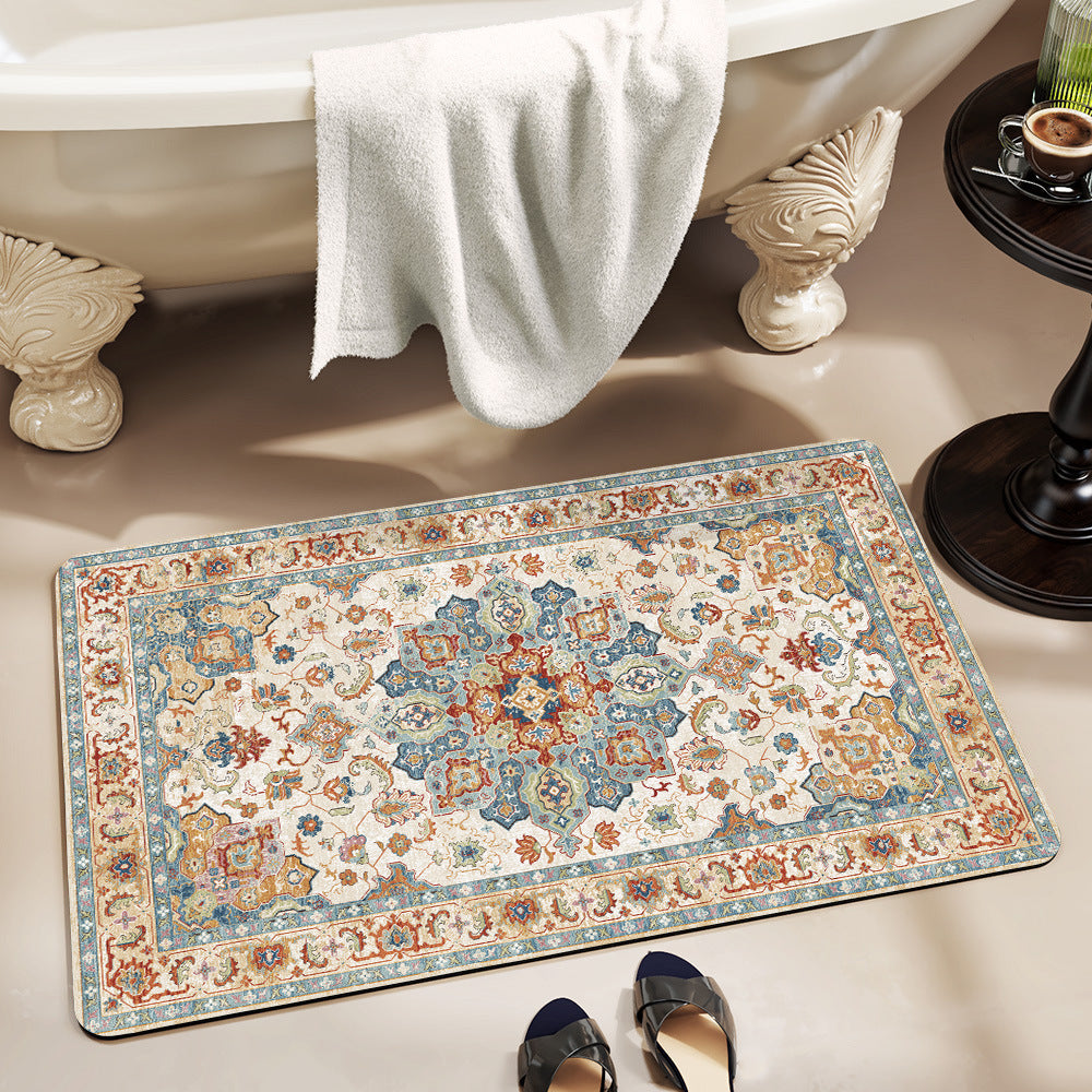 Elegant Vintage Floral Bath Mat Bowlift
