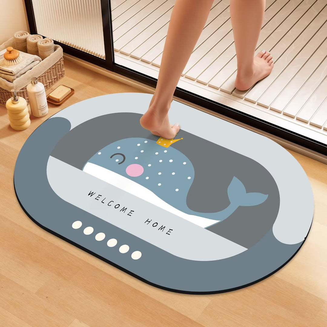 Artistic Floral Bath Mat Bowlift