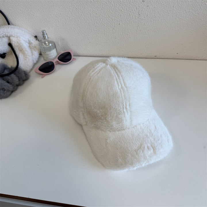 Unisex Plush Faux Fur Baseball Cap Bowlift