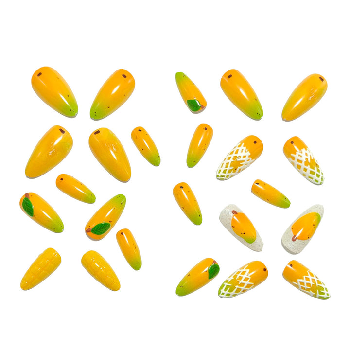 Artificial nails with fruity mango design Bowlift