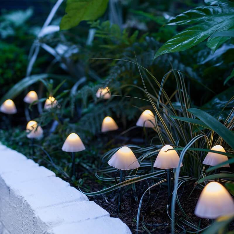 Contemporary Creative Plastic Solar LED Mushroom Lights String Lights For Outdoor Patio | Bowlift