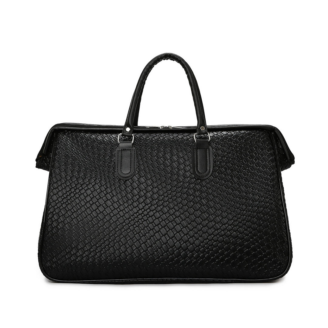 Textured Faux Leather Travel Satchel