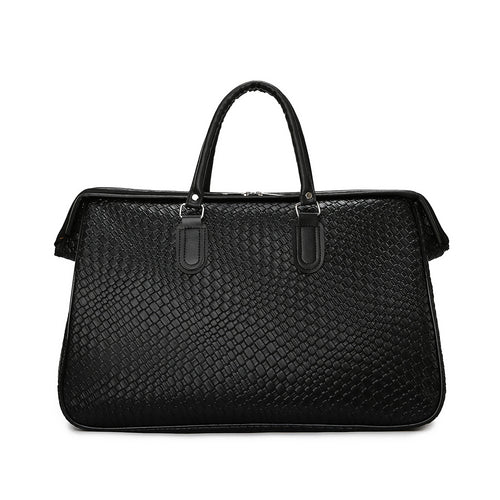 Textured Faux Leather Travel Satchel
