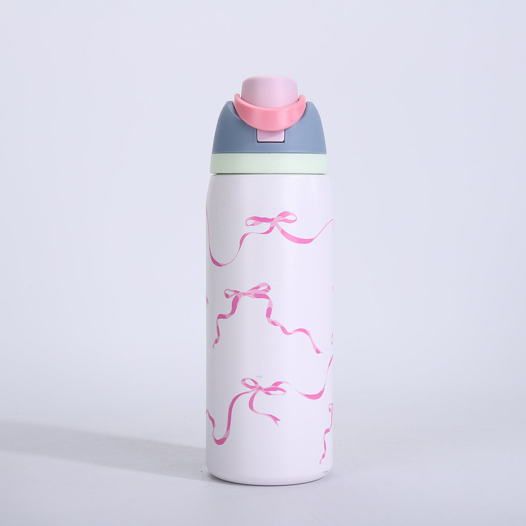 Vacuum-Insulated Stainless Steel Bottle With One-Touch Flip Lid And Integrated Carry Loop