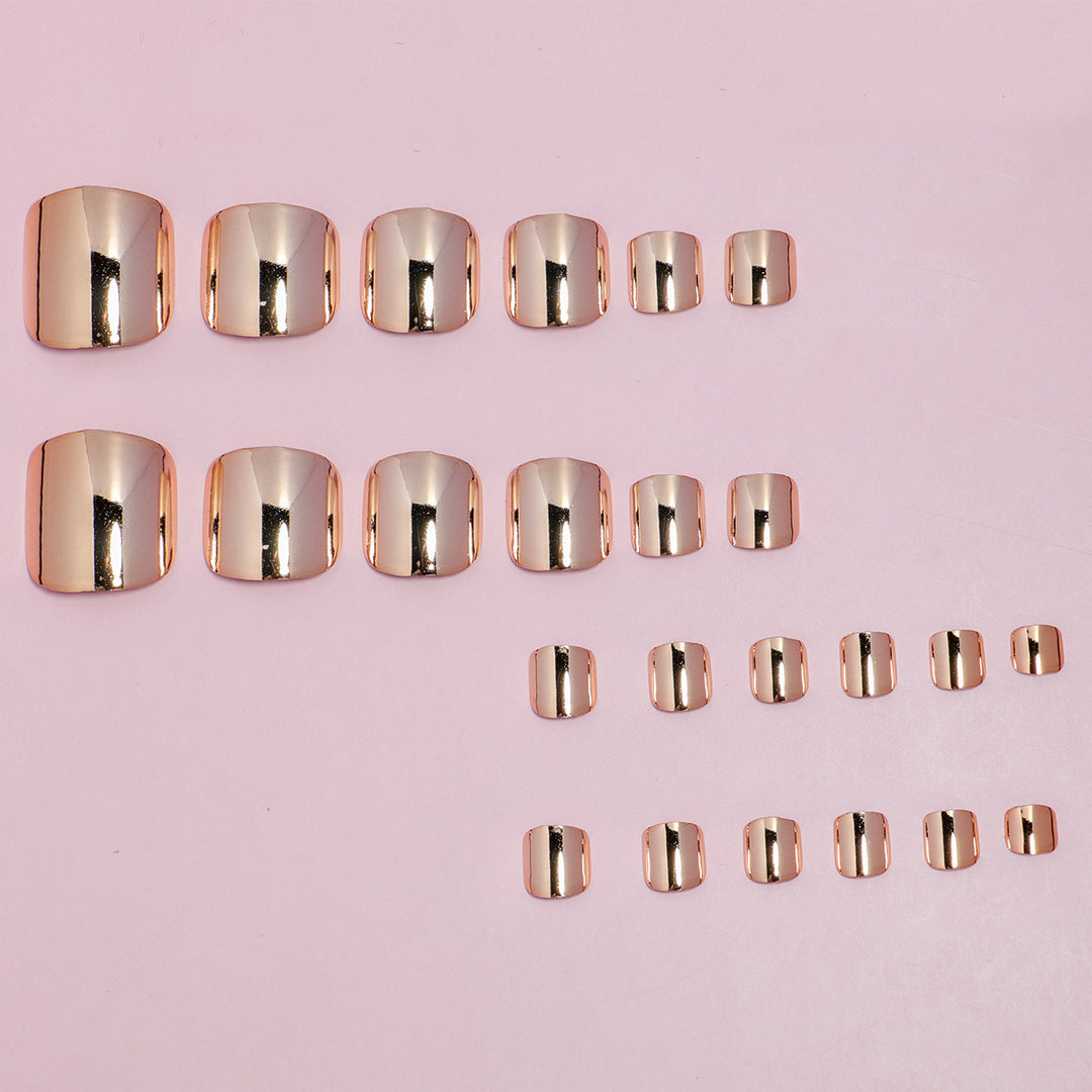 Metallic Press-On Toenail Set Bowlift