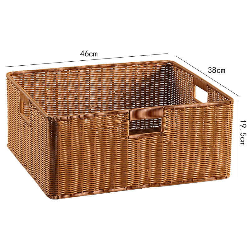 Handwoven Storage Basket with Cutout Handles Bowlift