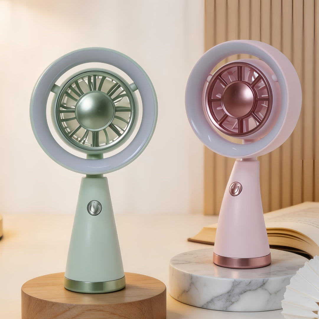 Women's Portable Table Fan with LED Lighting and USB Connection Bowlift