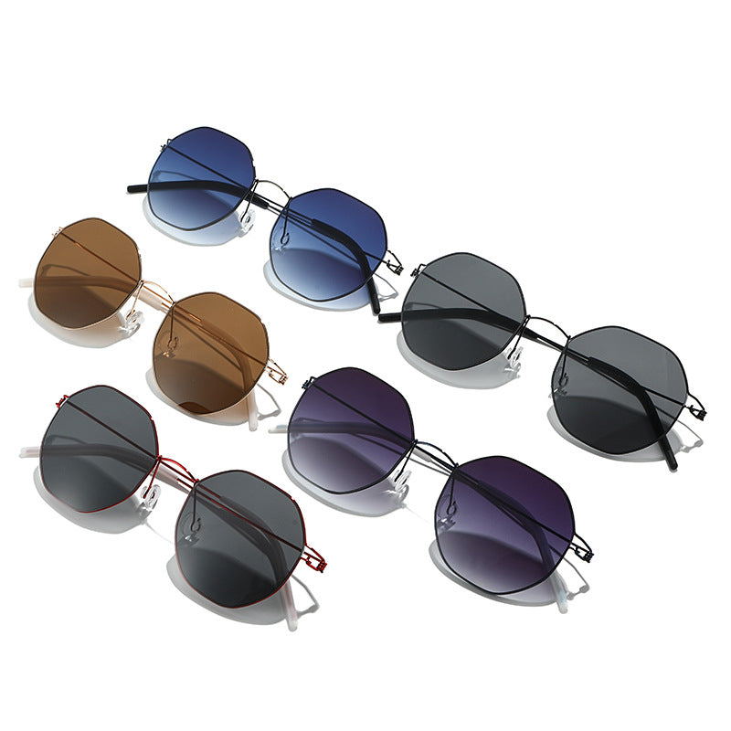 Women's geometric sunglasses with high-quality metal frame and mirrored lenses Bowlift
