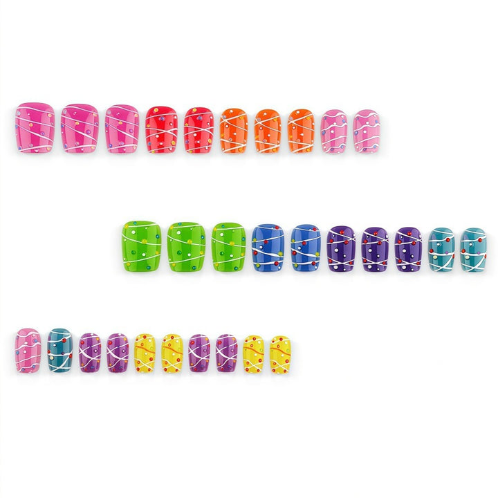 Colorful playful design artificial nails Bowlift
