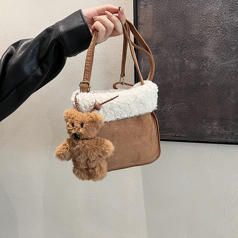 Chic Faux Fur Trim Crossbody Bag Bowlift