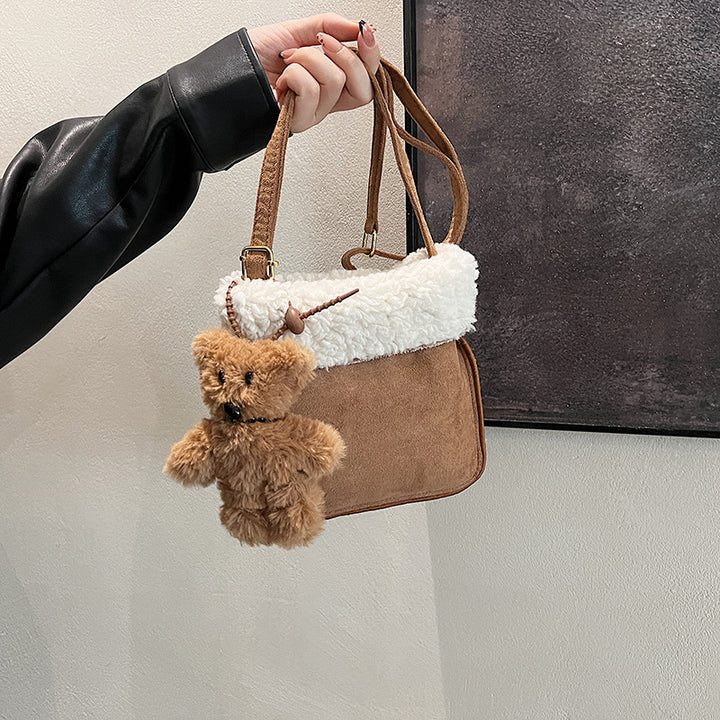 Chic Faux Fur Trim Crossbody Bag Bowlift
