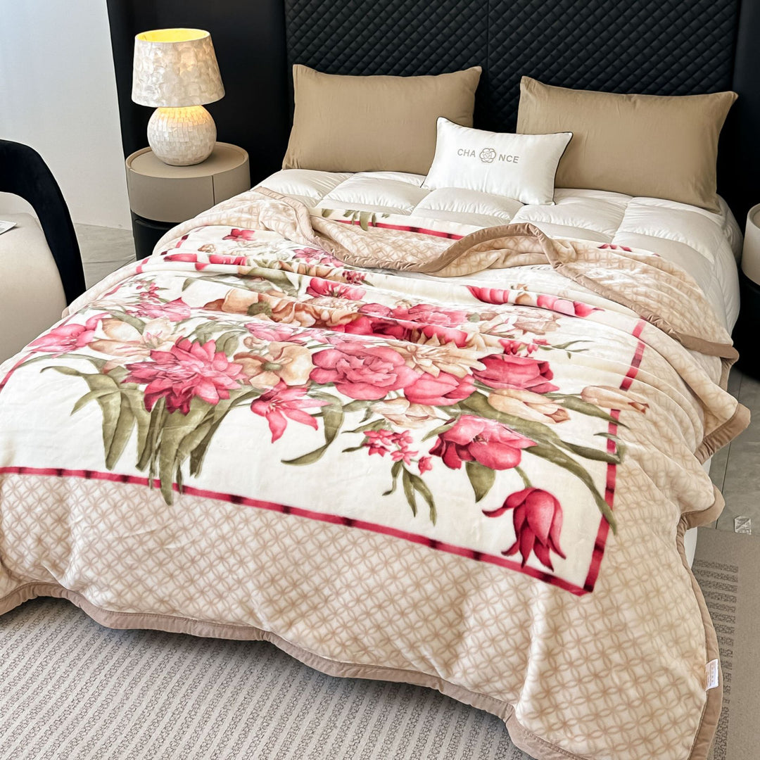 Floral Patterned Fleece Throw Blanket Bowlift