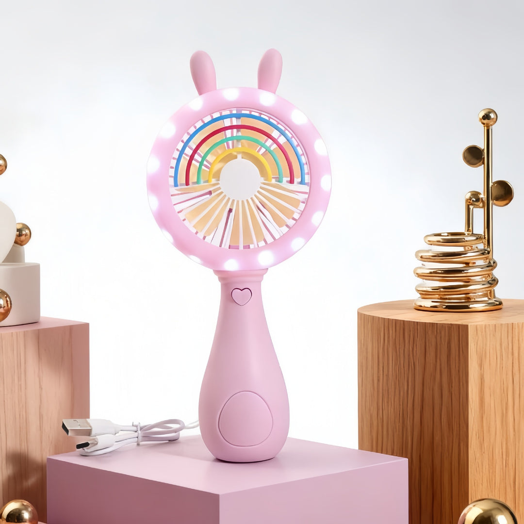 Women's portable handheld fan with cute animal design and ergonomic grip design Bowlift