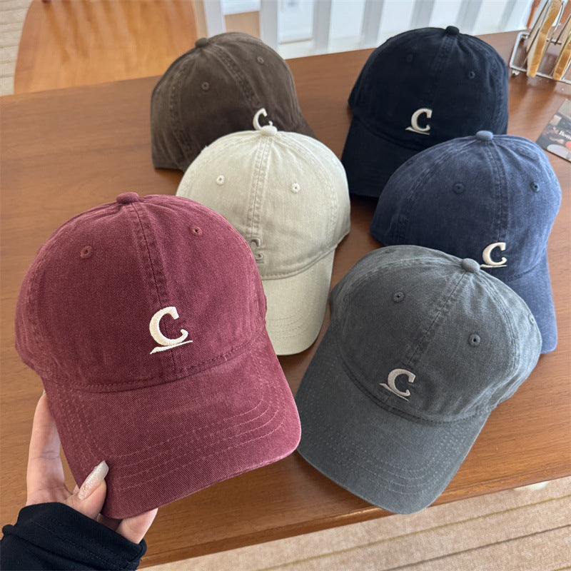 Men's Vintage-Inspired Washed Denim Cap Bowlift