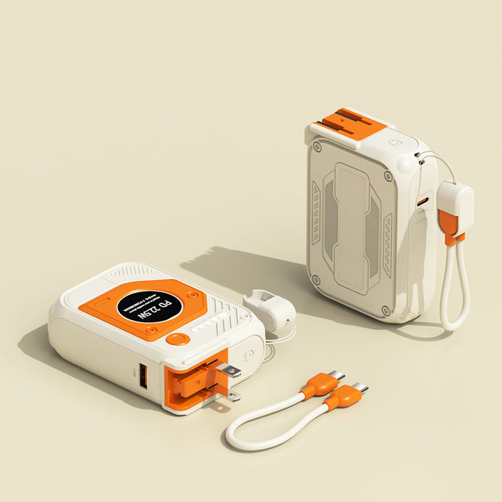 Portable power bank with multifunctional integrated charging cable Bowlift