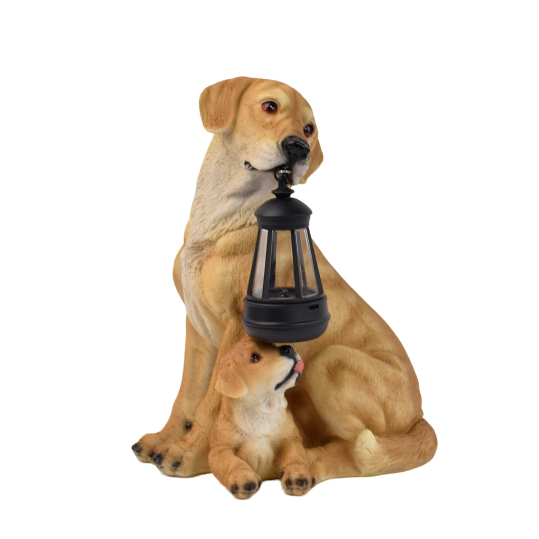 Outdoor Solar LED Lantern Boxer Dog Statue Bowlift