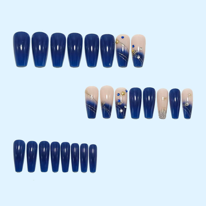 Artificial nails in luxurious ombre design with glitter accents Bowlift