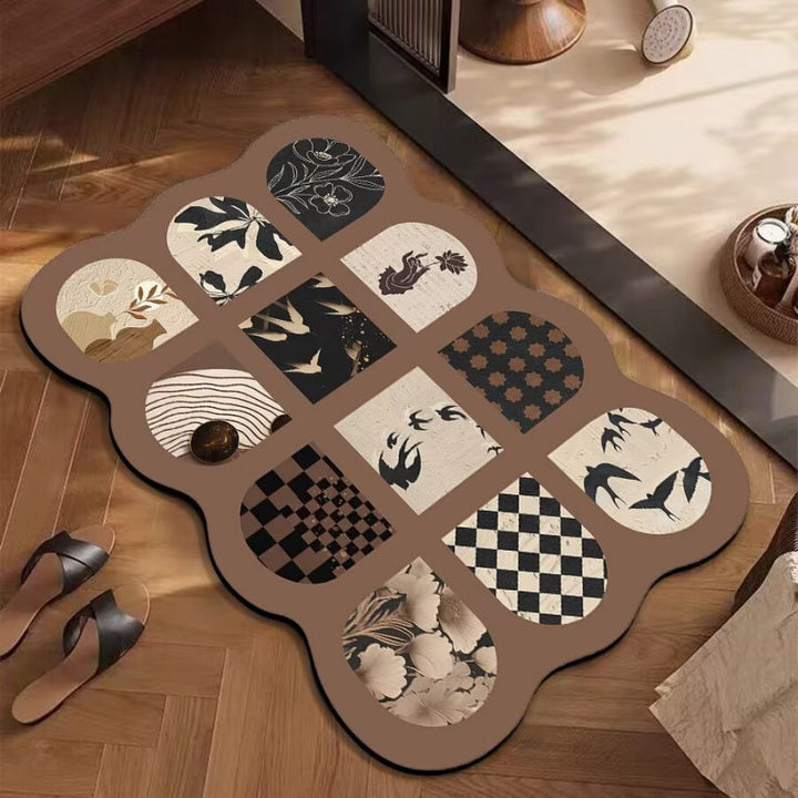 Artistic Floral Patterned Area Rug Bowlift