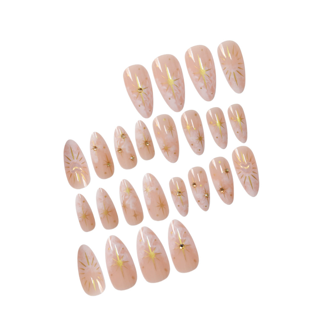 Decorative Star-Accented Press-On Nail Set Bowlift
