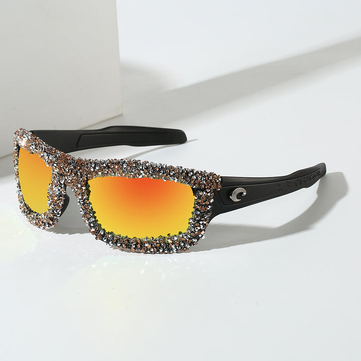 Women's sporty sunglasses with sparkling rhinestone frame Bowlift