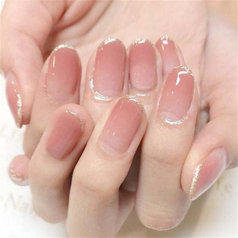 Glossy French Tip Press-On Nails Set Bowlift