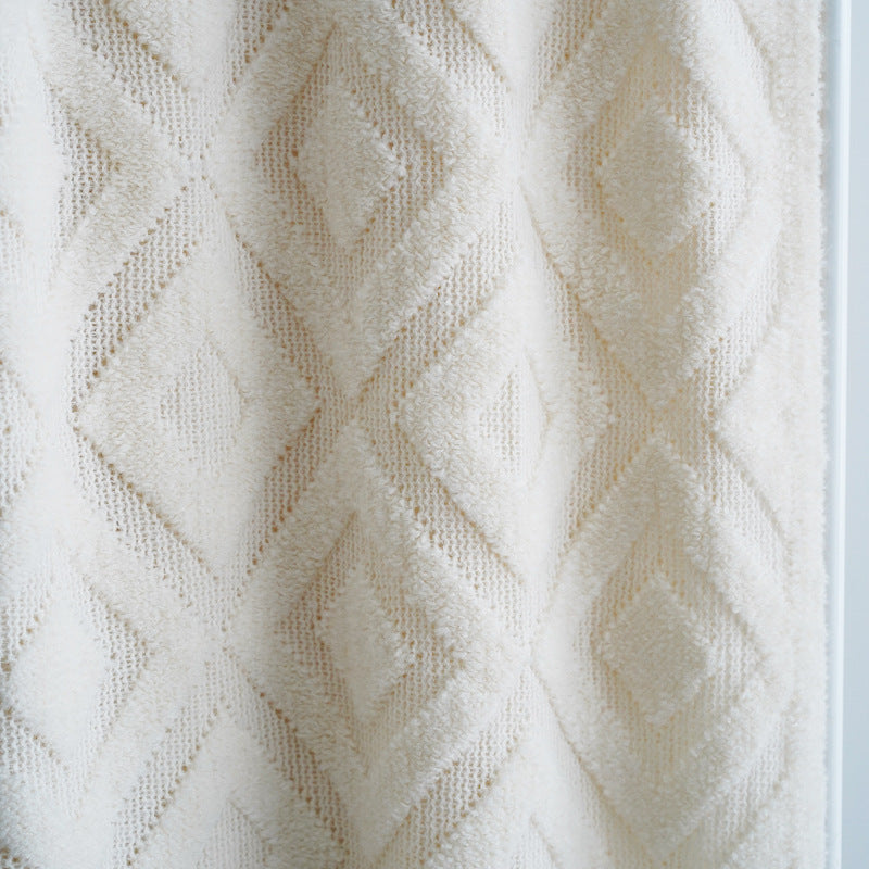 Textured Fringe Knit Throw Blanket