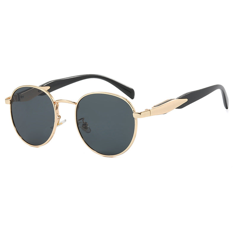 Women's round sunglasses with elegant golden frame and UV protection Bowlift