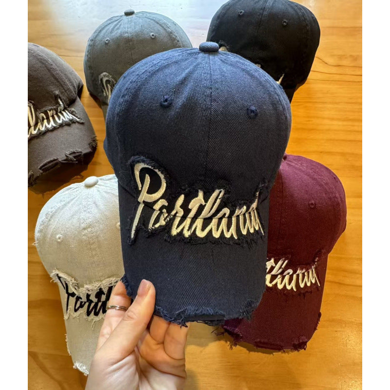 Unisex Distressed Cotton Baseball Cap Bowlift