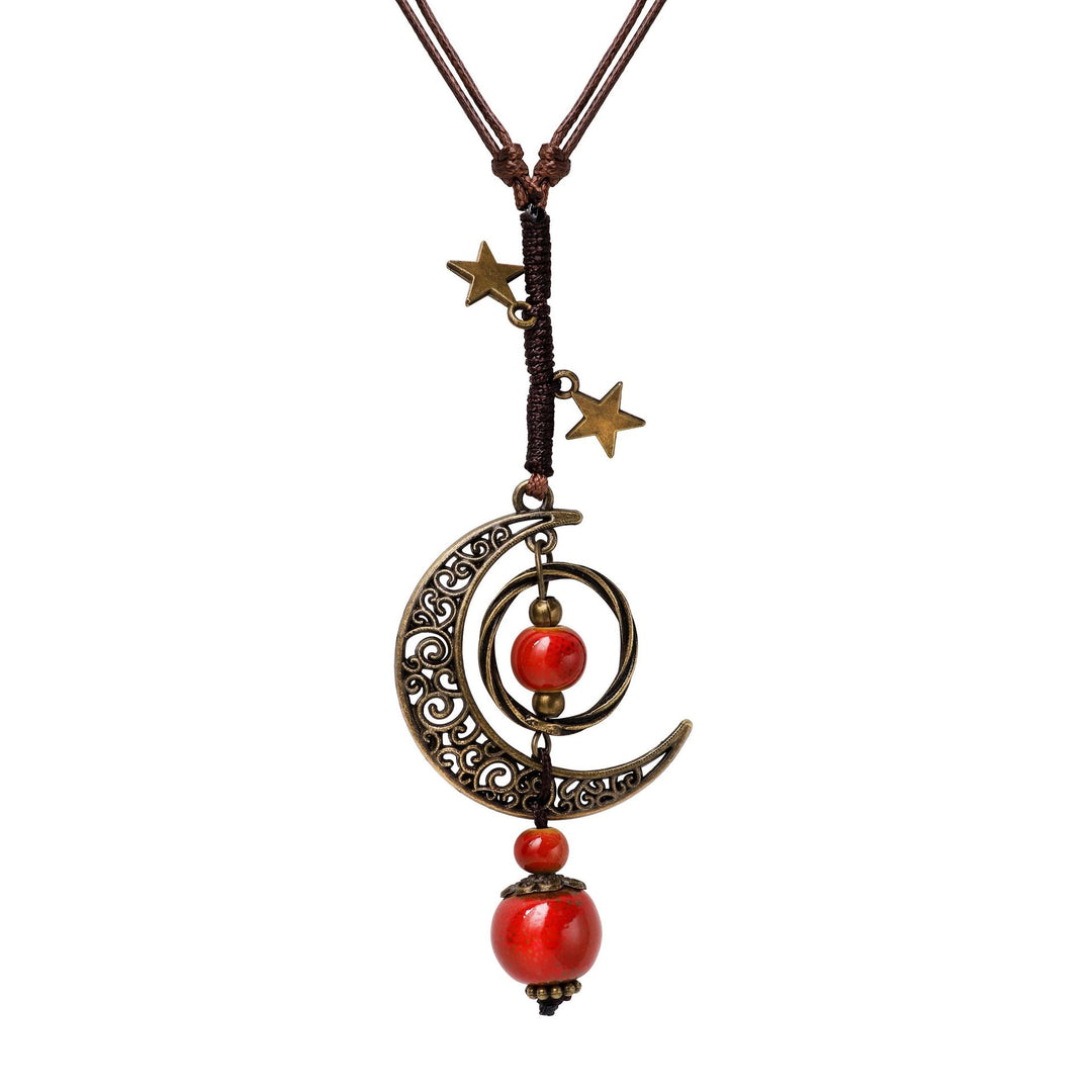 Bohemian Moon and Star Pendant Necklace Bowlift