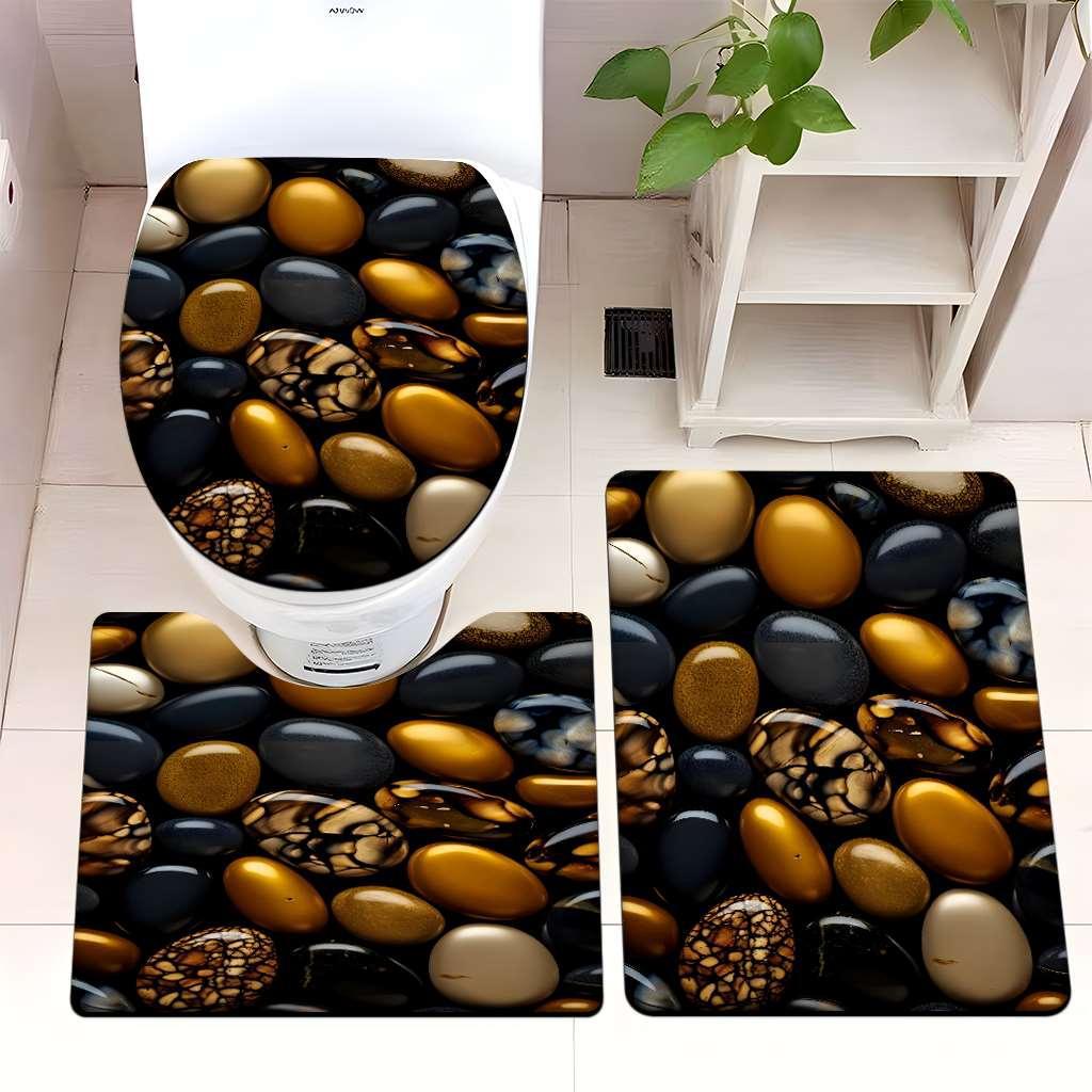Decorative Pebble Bathroom Mat Set Bowlift