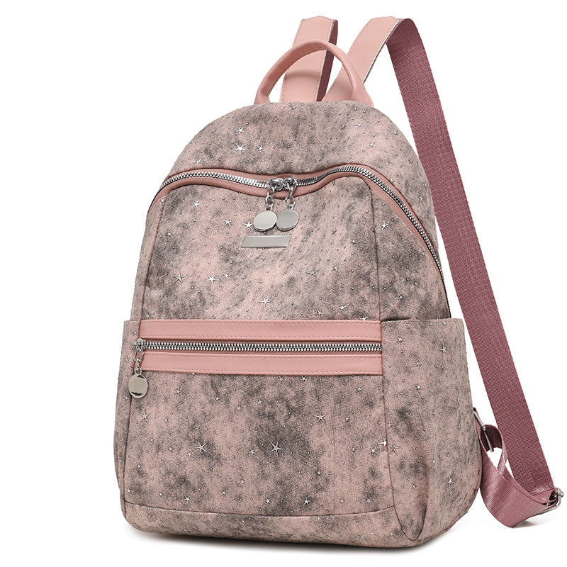 Star-Embellished Faux Suede Backpack