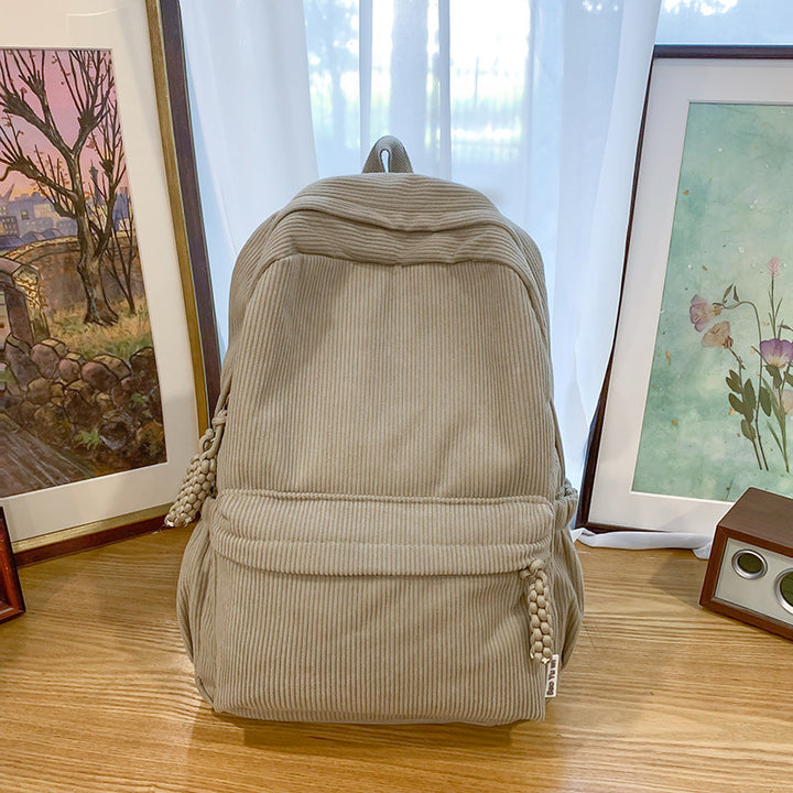 Corduroy Textured Backpack Bowlift