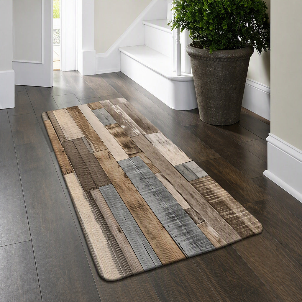 Rustic Wood Pattern Runner Mat Bowlift