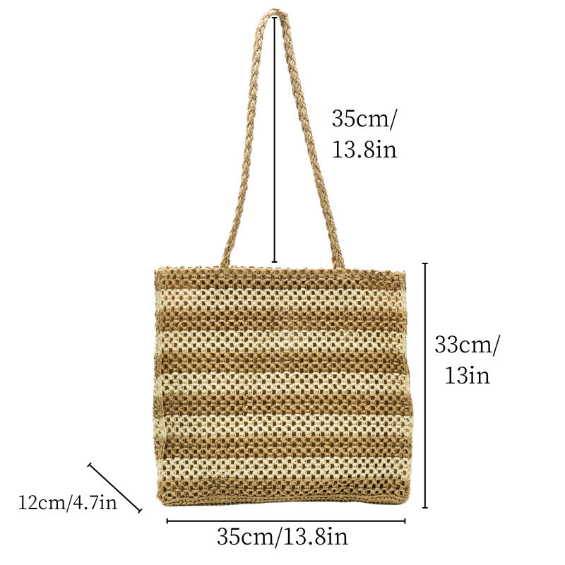 Spacious straw tote bag with modern structural design Bowlift
