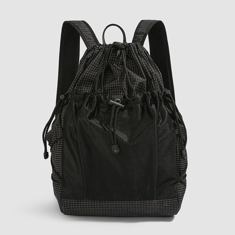 Versatile Mesh-Panel Drawstring Backpack Bowlift