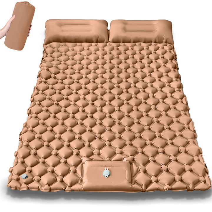 Comfortable double air mattress with integrated pillows Bowlift